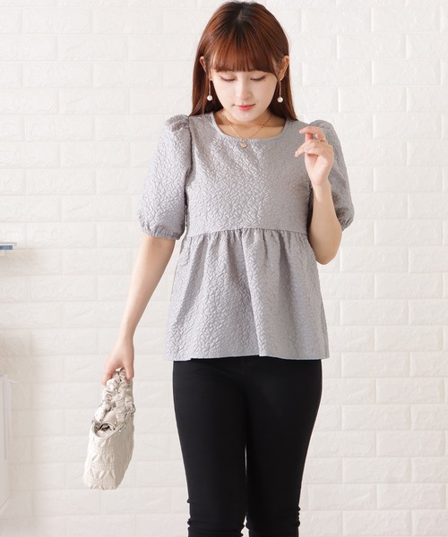 Lace Ladies(レースレディース)の「ふくれジャカードペプラムプルオーバー(シャツ/ブラウス・レディース・ベージュ/ブラック/ホワイト/ブルーグレー・FREE/S)」の17枚目の写真