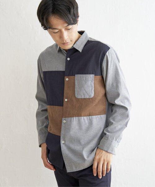 ikka(イッカ)の「オックスブロックス切り替えシャツ(シャツ/ブラウス・メンズ・グレー/ホワイト/ネイビー・S/M/L/XL)」の12枚目の写真