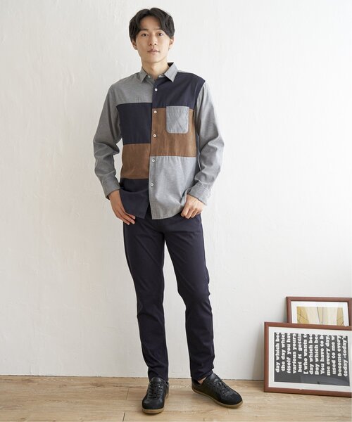 ikka(イッカ)の「オックスブロックス切り替えシャツ(シャツ/ブラウス・メンズ・グレー/ホワイト/ネイビー・S/M/L/XL)」の4枚目の写真