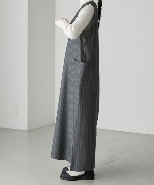 forksy.】ツイルピンストライプVネックワンピース forksy.│MONO-MART