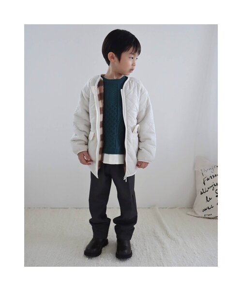 apres les cours（アプレレクール）の「【洗える・2Way】リバーシブルボアジャケット（ブルゾン・キッズ・ピンク/アイボリー/カーキ・120/80/130/100/110/90/140）」の4枚目の写真