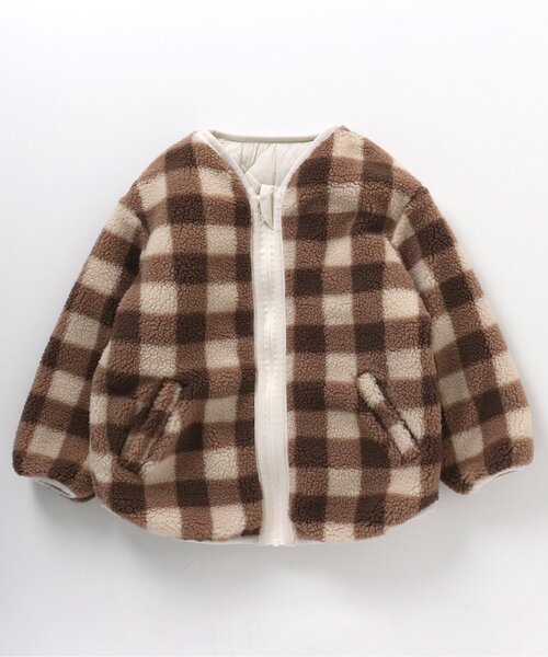 apres les cours（アプレレクール）の「【洗える・2Way】リバーシブルボアジャケット（ブルゾン・キッズ・ピンク/アイボリー/カーキ・120/80/130/100/110/90/140）」の21枚目の写真