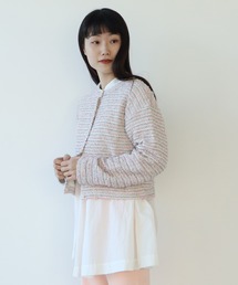 bulle de savon（ビュルデサボン）の「●mizutama×shimashima ジャガード カーディガン（Tシャツ/カットソー）」