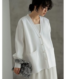 Re:EDIT | [2023A/W PRE ORDER]パールボタンスポンジニットカーディガン(カーディガン/ボレロ)