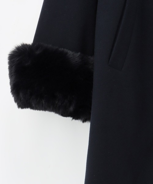 Honeys(ハニーズ)の「ファー付ノーカラーコート(ノーカラーコート・レディース・アイボリー/ネイビー/ライトグレー/モカ・S/M/L/LL/3L)」の14枚目の写真