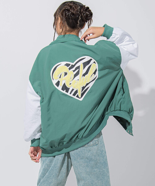 ZIDDY（ジディ）の「【 ニコ☆プチ 掲載 】サガラ刺繍バイカラースタジャン(130~160cm)（スタジャン・キッズ・ブラック/グリーン・150cm/160cm/130cm/140cm）」の9枚目の写真