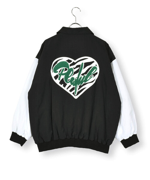 ZIDDY（ジディ）の「【 ニコ☆プチ 掲載 】サガラ刺繍バイカラースタジャン(130~160cm)（スタジャン・キッズ・ブラック/グリーン・150cm/160cm/130cm/140cm）」の12枚目の写真