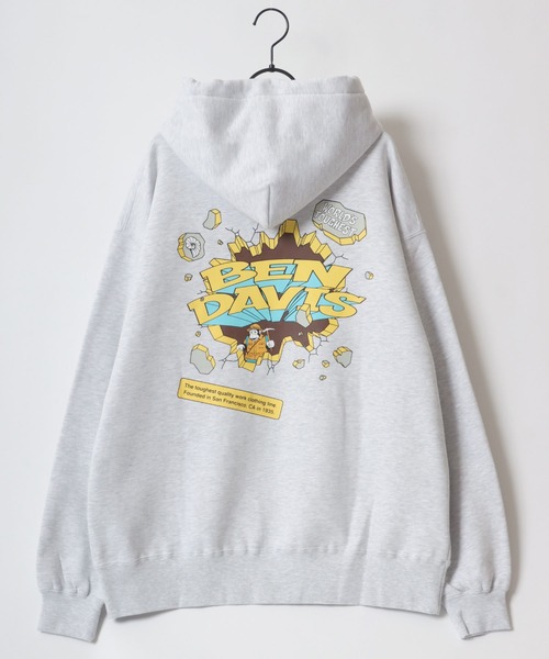 BEN DAVIS（ベンデイビス）の「BEN DAVIS/ベンデイビス BREAK THE WALL HOODIE/オーバーサイズ 裏起毛 バックプリント ロゴ ワンポイント刺繍 スウェット パーカー（パーカー・メンズ・オートミール/ブラック/ブラウン/イエロー・M/L/XL）」の14枚目の写真