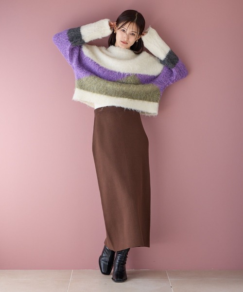 LOWRYS FARM(ローリーズファーム)の「スムースニットタイトスカート 969791(スカート・レディース・ブラック/ブラウン/アイボリー/イエロー/ブラック系その他・FREE)」の7枚目の写真