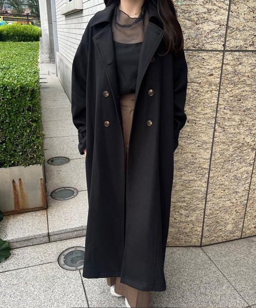 junoah（ジュノア）の「ダブルロングトレンチコート（トレンチコート・レディース・アイボリー/モカ/ブラック・MEDIUM/X-LARGE/LARGE）」の5枚目の写真