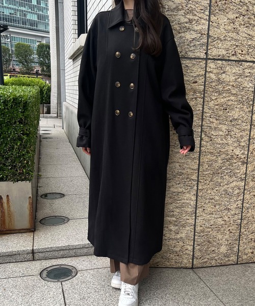 junoah（ジュノア）の「ダブルロングトレンチコート（トレンチコート・レディース・アイボリー/モカ/ブラック・MEDIUM/X-LARGE/LARGE）」の6枚目の写真