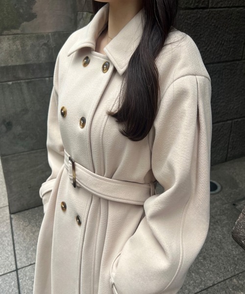 junoah（ジュノア）の「ダブルロングトレンチコート（トレンチコート・レディース・アイボリー/モカ/ブラック・MEDIUM/X-LARGE/LARGE）」の9枚目の写真