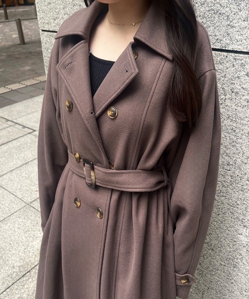 junoah（ジュノア）の「ダブルロングトレンチコート（トレンチコート・レディース・アイボリー/モカ/ブラック・MEDIUM/X-LARGE/LARGE）」の11枚目の写真
