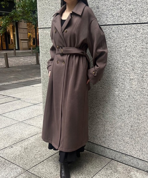 junoah（ジュノア）の「ダブルロングトレンチコート（トレンチコート・レディース・アイボリー/モカ/ブラック・MEDIUM/X-LARGE/LARGE）」の13枚目の写真