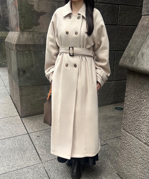 junoah（ジュノア）の「ダブルロングトレンチコート（トレンチコート・レディース・アイボリー/モカ/ブラック・MEDIUM/X-LARGE/LARGE）」の17枚目の写真