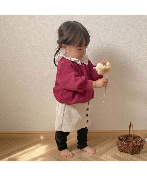 apres les cours（アプレレクール）の「スカラップスカッツ（スカート・キッズ・ピンク/ネイビー/キナリ・80/90/100/110/120/130）」の6枚目の写真