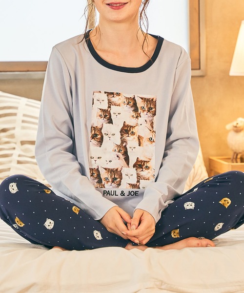 PAUL&JOE（ポールアンドジョー）の「【PAUL&JOE】ヌネット＆ジプシー（all over cat）プリント　ロングTシャツ（ルームウェア/パジャマ・レディース・ホワイト/サックスブルー/アイボリー・M/L）」の8枚目の写真