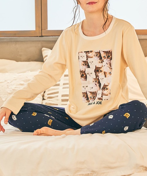 PAUL&JOE（ポールアンドジョー）の「【PAUL&JOE】ヌネット＆ジプシー（all over cat）プリント　ロングTシャツ（ルームウェア/パジャマ・レディース・ホワイト/サックスブルー/アイボリー・M/L）」の16枚目の写真