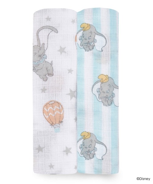 aden + anais essentials（エイデンアンドアネイエッセンシャルズ）の「スワドル 2枚入り ｜ ディズニーベビーコレクション（おくるみ・キッズ・ライトピンク/ピンク/ホワイト×グレー・FREE）」の2枚目の写真