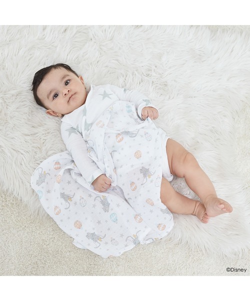 aden + anais essentials（エイデンアンドアネイエッセンシャルズ）の「スワドル 2枚入り ｜ ディズニーベビーコレクション（おくるみ・キッズ・ライトピンク/ピンク/ホワイト×グレー・FREE）」の12枚目の写真