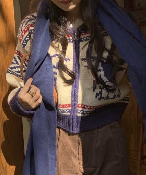 Vipoa（ヴィポア）の「RETRO NORDIC ZIP UP KNIT CARDIGAN（カーディガン/ボレロ・レディース・アイボリー・FREE）」の16枚目の写真