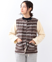 BEAMS BOY | BEAMS BOY / シャギー×ボア ノーカラーブルゾン(ブルゾン)