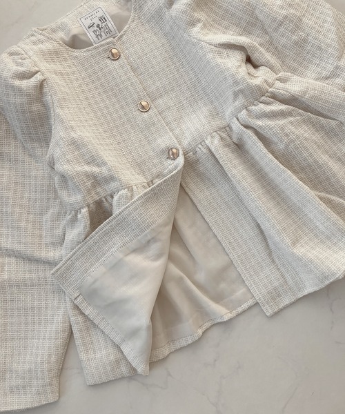 AS KNOW AS plus（アズノゥアズプラス）の「☆ぺプラムノーカラーツイードジャケット　セットアップ可能（ノーカラージャケット・レディース・オフホワイト/ブラック・FREE）」の13枚目の写真