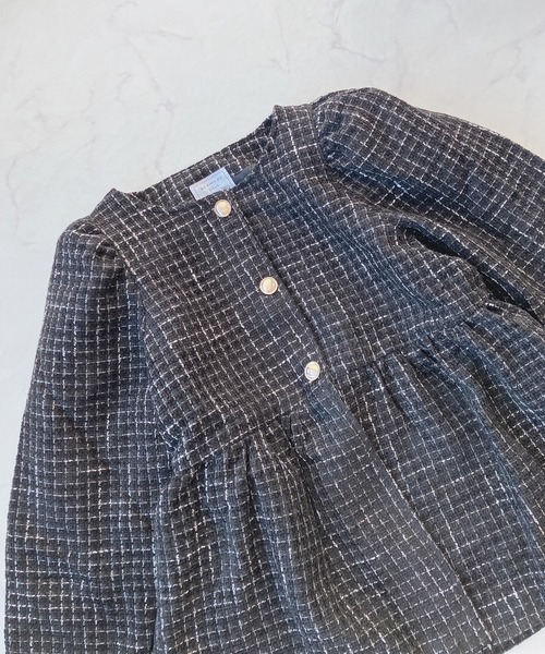 AS KNOW AS plus（アズノゥアズプラス）の「☆ぺプラムノーカラーツイードジャケット　セットアップ可能（ノーカラージャケット・レディース・オフホワイト/ブラック・FREE）」の19枚目の写真