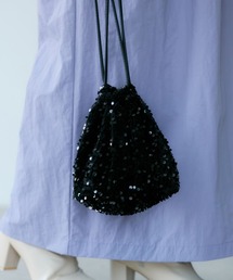 VIS | きらきらスパンコール巾着バッグ(ハンドバッグ)