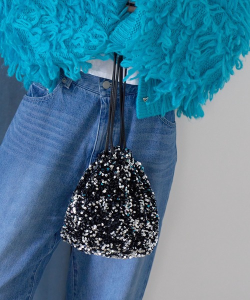 VIS（ビス）の「きらきらスパンコール巾着バッグ（ハンドバッグ・レディース・その他/シルバー系その他2/ブラック系その他・FREE）」の4枚目の写真