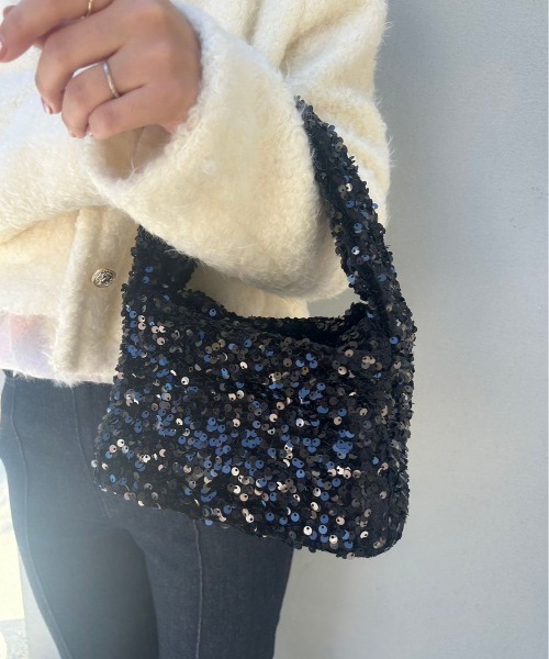 flower（フラワー）の「スパンコールハンドバッグ（ハンドバッグ・レディース・ブラック・FREE）」の19枚目の写真