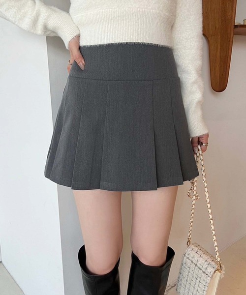 one after another NICE CLAUP（ワンアフターアナザーナイスクラップ）の「プリーツミニスカパン（スカート・レディース・グレー/ブラック/ベージュ・FREE）」の2枚目の写真
