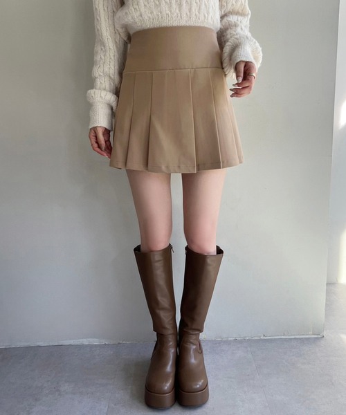 one after another NICE CLAUP（ワンアフターアナザーナイスクラップ）の「プリーツミニスカパン（スカート・レディース・グレー/ブラック/ベージュ・FREE）」の7枚目の写真