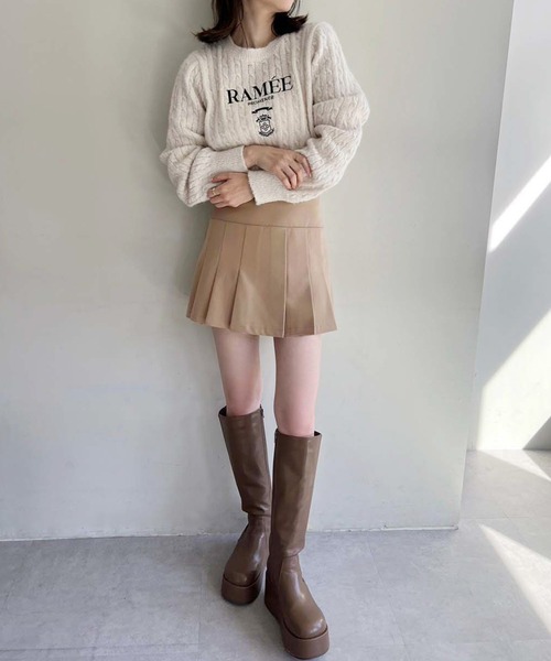 one after another NICE CLAUP（ワンアフターアナザーナイスクラップ）の「プリーツミニスカパン（スカート・レディース・グレー/ブラック/ベージュ・FREE）」の9枚目の写真