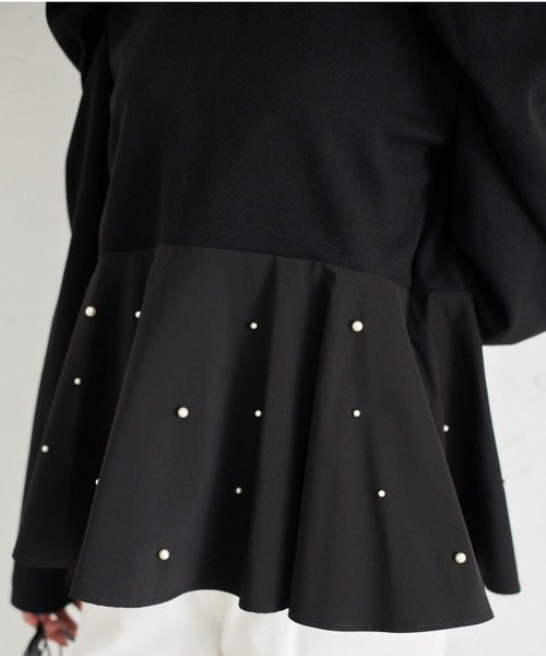 tocco closet（トッコ　クローゼット）の「【ZOZO限定】パール付きペプラムプルオーバー（Tシャツ/カットソー・レディース・オフホワイト/ブラック・M）」の18枚目の写真