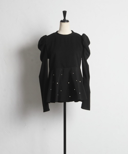 tocco closet（トッコ　クローゼット）の「【ZOZO限定】パール付きペプラムプルオーバー（Tシャツ/カットソー・レディース・オフホワイト/ブラック・M）」の20枚目の写真