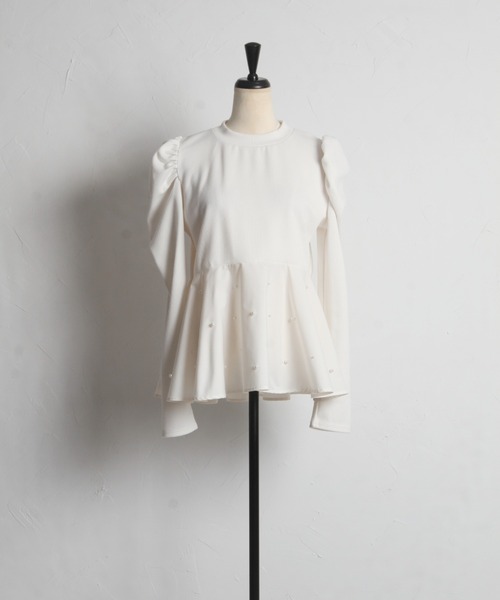 tocco closet（トッコ　クローゼット）の「【ZOZO限定】パール付きペプラムプルオーバー（Tシャツ/カットソー・レディース・オフホワイト/ブラック・M）」の21枚目の写真