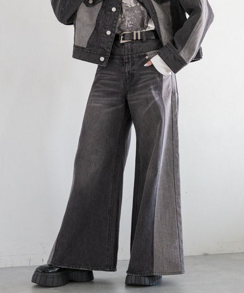 PAGEBOY（ページボーイ）の「キリカエデニムパンツ（デニムパンツ・レディース・ブルー/ブラック・26inch/25inch）」の4枚目の写真