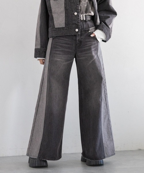 PAGEBOY（ページボーイ）の「キリカエデニムパンツ（デニムパンツ・レディース・ブルー/ブラック・26inch/25inch）」の5枚目の写真