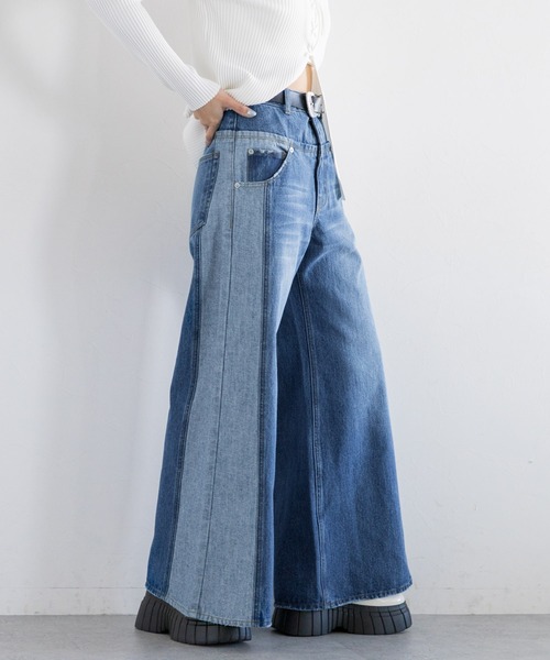 PAGEBOY（ページボーイ）の「キリカエデニムパンツ（デニムパンツ・レディース・ブルー/ブラック・26inch/25inch）」の6枚目の写真