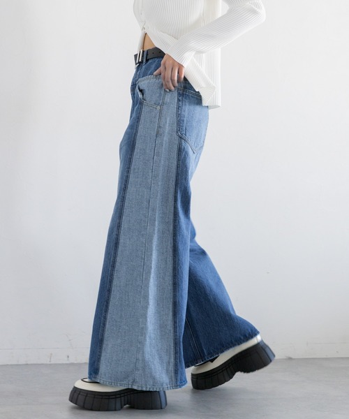 PAGEBOY（ページボーイ）の「キリカエデニムパンツ（デニムパンツ・レディース・ブルー/ブラック・26inch/25inch）」の7枚目の写真