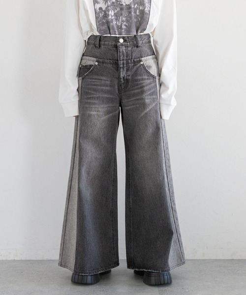 PAGEBOY（ページボーイ）の「キリカエデニムパンツ（デニムパンツ・レディース・ブルー/ブラック・26inch/25inch）」の10枚目の写真