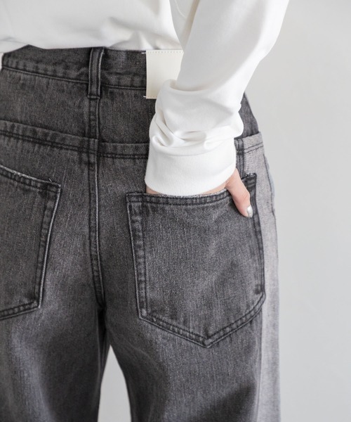 PAGEBOY（ページボーイ）の「キリカエデニムパンツ（デニムパンツ・レディース・ブルー/ブラック・26inch/25inch）」の13枚目の写真