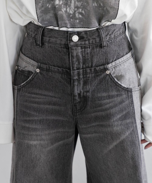 PAGEBOY（ページボーイ）の「キリカエデニムパンツ（デニムパンツ・レディース・ブルー/ブラック・26inch/25inch）」の14枚目の写真