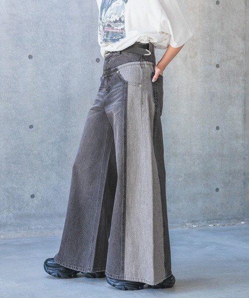 PAGEBOY（ページボーイ）の「キリカエデニムパンツ（デニムパンツ・レディース・ブルー/ブラック・26inch/25inch）」の21枚目の写真