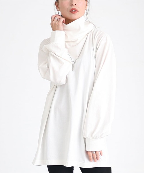 GOLDJAPAN(ゴールドジャパン)の「タートルネックロングスリーブプルオーバー【大きいサイズ対応】(Tシャツ/カットソー・レディース・カーキ/オフホワイト/ブラック/ベージュ系/チャコール・3L/LL/4L)」の2枚目の写真