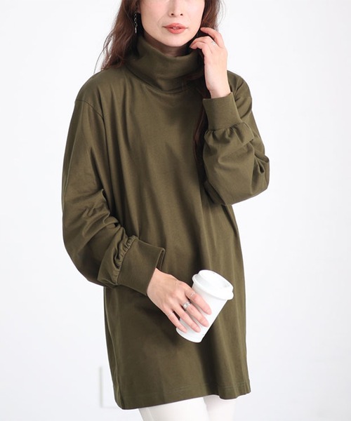 GOLDJAPAN(ゴールドジャパン)の「タートルネックロングスリーブプルオーバー【大きいサイズ対応】(Tシャツ/カットソー・レディース・カーキ/オフホワイト/ブラック/ベージュ系/チャコール・3L/LL/4L)」の5枚目の写真