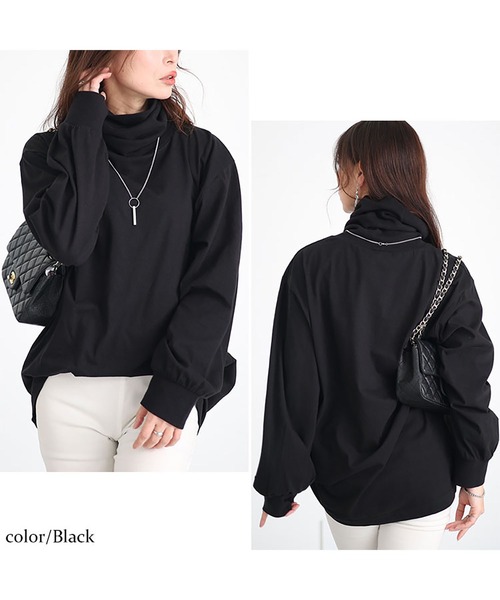 GOLDJAPAN(ゴールドジャパン)の「タートルネックロングスリーブプルオーバー【大きいサイズ対応】(Tシャツ/カットソー・レディース・カーキ/オフホワイト/ブラック/ベージュ系/チャコール・3L/LL/4L)」の21枚目の写真