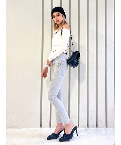 GYDA(ジェイダ)の「カシュクールデザインオフショルトップス(Tシャツ/カットソー・レディース・ブラック/オフホワイト/ミント・FREE)」の14枚目の写真