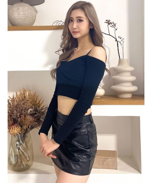 GYDA(ジェイダ)の「カシュクールデザインオフショルトップス(Tシャツ/カットソー・レディース・ブラック/オフホワイト/ミント・FREE)」の18枚目の写真